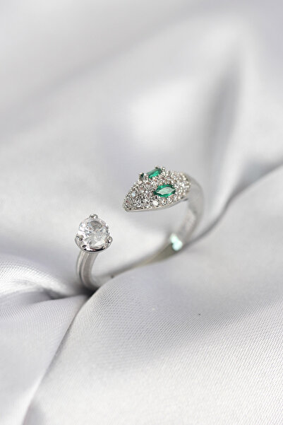 Skygo Snake Model Zircon Stone Silver Color Women's Ring - Tj-Byk4079