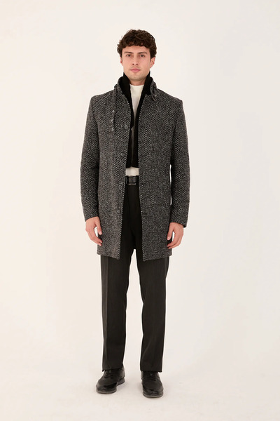 The Tailor Classics Men's Cashmere Coat with High Collar, Classic Cut, Winter...