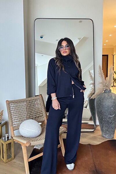 Sohotique By P Ntw Modal Fabric Fisherman Button and Zipper Detail Suit Navy ...