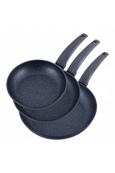 Kamille Σετ 3 μαρμάρινων τηγανιών, επαγωγικά, 20/24/28 cm, γκρι