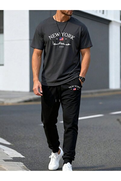 PAVRO Unisex Oversize Shorts Set Top and Bottom Two-Piece Comfortable Mixed P...