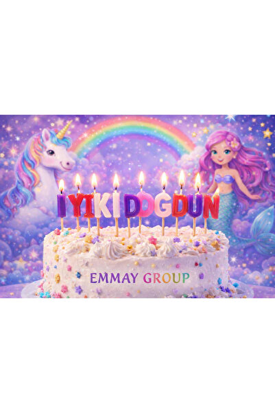 Orca Süs "İYİ Kİ DOĞDUN" Harf Mum Unicorn ve Marmaid Party, Doğum Günü Pasta ...