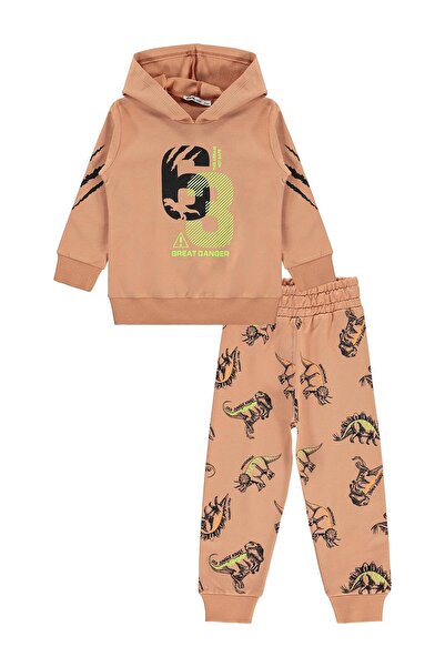 Civil Boys Hooded 63 Printed Tracksuit Set for 2-5 Years - Brown 3-4 Years