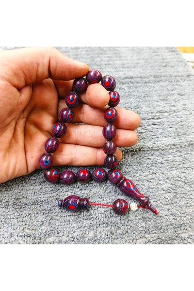 İnan Tesbih Efe Collection Burgundy Blue Camphor Wood Prayer Beads