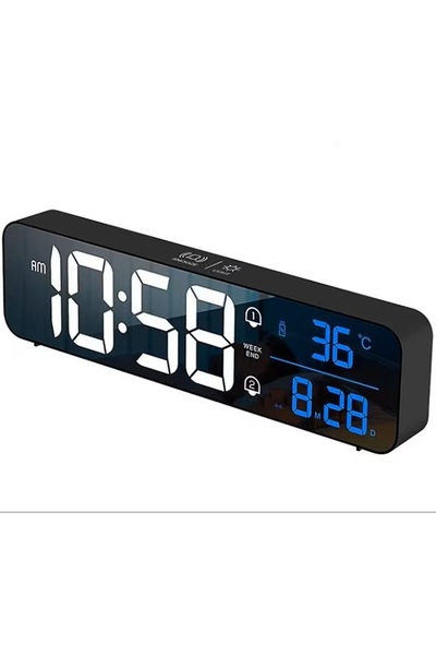 Alsamkapsam Aynalı Elektronik Led Hd Ekranlı Saat Sıcaklık Tarih Dijital Masa...