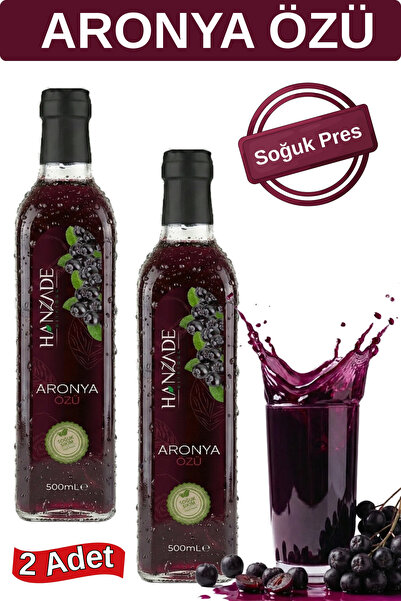 Hanzade Bitkisel Aronya Özü 500 ml x 2 Adet – Soğuk Pres, Yoğun Tat, Cam Şişe