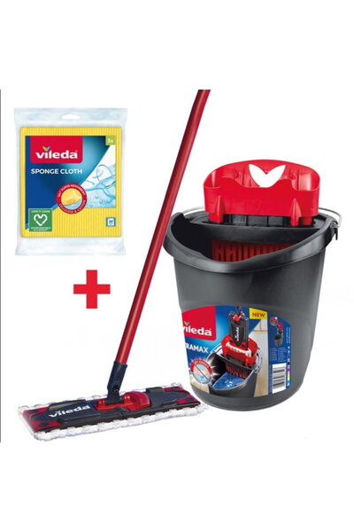 Vileda Mop Ultramax Box din plastic cu găleată, 1,8 kg, roșu/negru