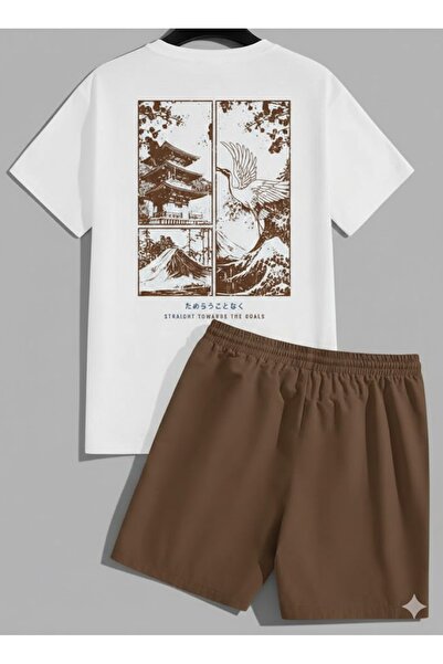 MYDARKSTYLE Men's Ukiyo-E Japanese Tournament Printed T-Shirt and Shorts Bott...