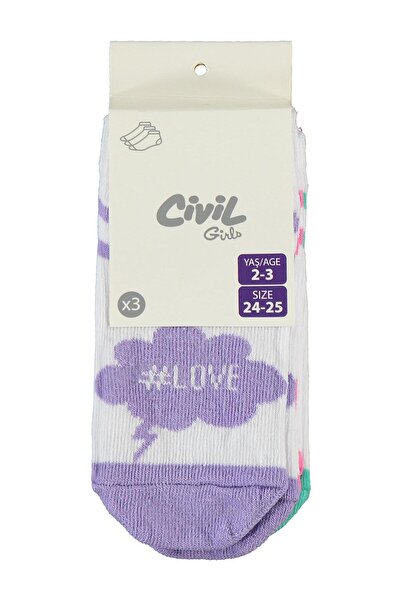 Civil Girls Motto 3-Piece Booties Socks for Girls 2-12 Years - Standard 12-13...