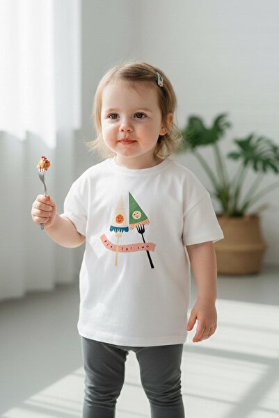 Monila Kız Çocuk Pamuklu Baskılı T-Shirt ve Antrasit Fitilli Tayt 2'li Takım