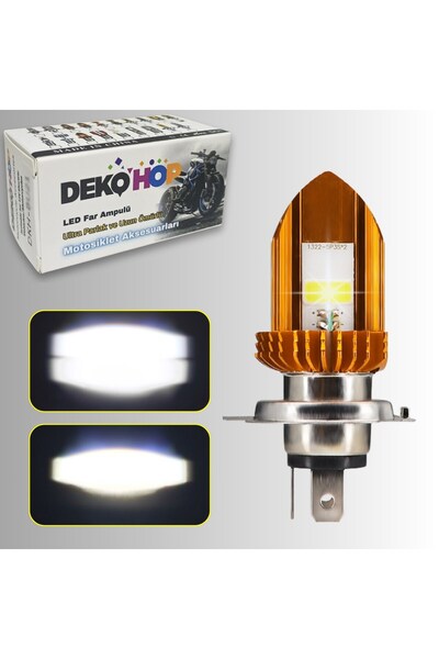 DEKOHOP H4 Motosiklet Led Far Ampul 12-24V Beyaz 1 ADET 12W 1200LM Metal Gövd...
