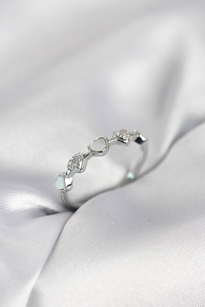 Skygo Silver Color Minimal Heart Model Zircon Stone Brass Women's Ring - Tj-B...