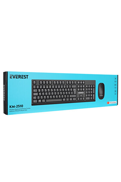Everest KM-2510 Siyah Kablosuz Q Multimedia Klavye + Mouse Set