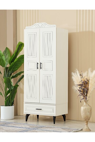 İNDEPPO Nirvana 2 Kapaklı Tek Çekmeceli Gardırop Mat Aytaşı