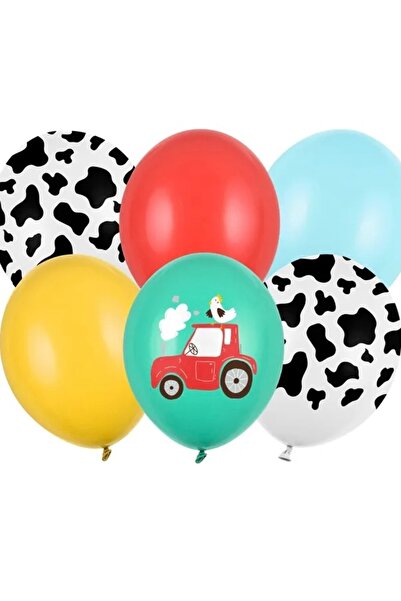PartyBalloons Set de 6 baloane din latex Animale de la fermă - 30 cm