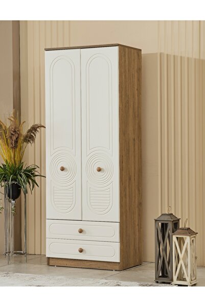 İNDEPPO Bahama 2 Kapaklı Gardırop Mat Aytaşı - Pera (Mdf Kapaklar)