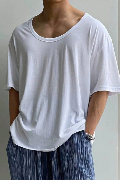 Tarz Cool Men's Oversize T-Shirt Crew Neck Basic Loose Cut Daily Casual Comfo...