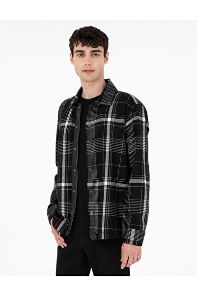 Pierre Cardin Siyah Comfort Fit Ekose Uzun Kollu Gömlek