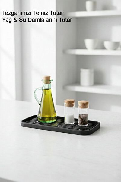 LİRAZON Silicone Non-Slip Rectangular Oil Pot Mat Multi-Purpose Organizer Oil...