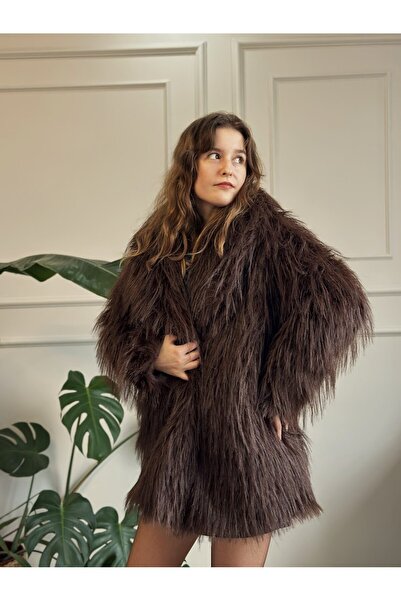 LUUN Kahverengi Uzun Tüy Orta Boy Kürk
