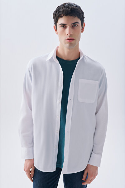 Mudo قميص بأكمام طويلة وجيب واحد مناسب بشكل منتظم