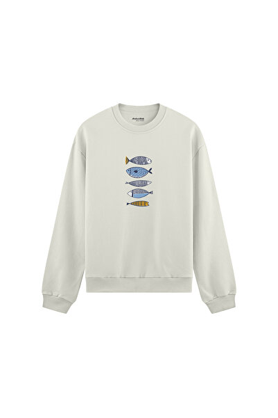 The Lucid Lab Marine Pattern Study Oversize Sweatshirt - White