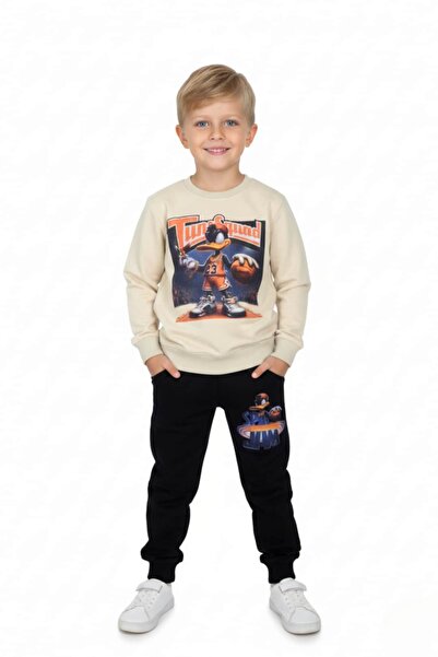 zubi kids طقم سويت شيرت وبنطلون مطبوع عليه جام للأولاد (7-10 سنوات)