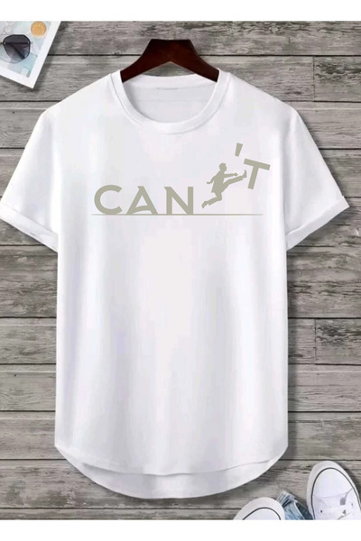 SUNFREE Can'T Printed Oval Skirt Crew Neck Unisex Short Sleeve Combed Cotton ...