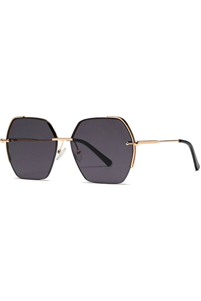 Techsuit Oversized Women's Sunglasses (8561) - Gold / Gray