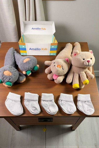 Amélio Kids Organic Cotton Unisex 5-Piece Boxed Premium Newborn Baby & Children's Socks