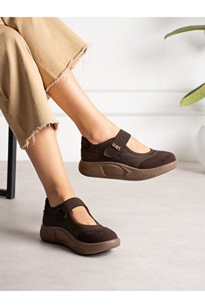 ALEMDAR AYAKKABI Scala Brown Velcro Women's Sneakers