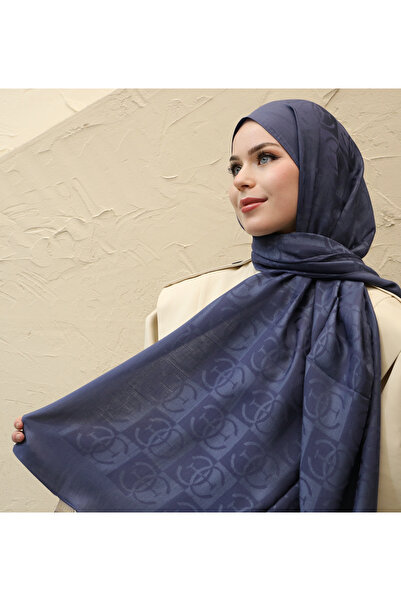 efdal şal eşarp Monogram Pattern Naia Cotton Shawl