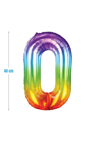 MC Micostore Baloane aniversare PartyGo cifra 0, 40cm, curcubeu, FB0819