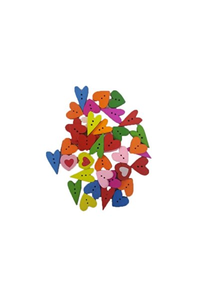 Colorarte Accesorii creatie - lemn - nasturi inima, diverse modele, diverse c...