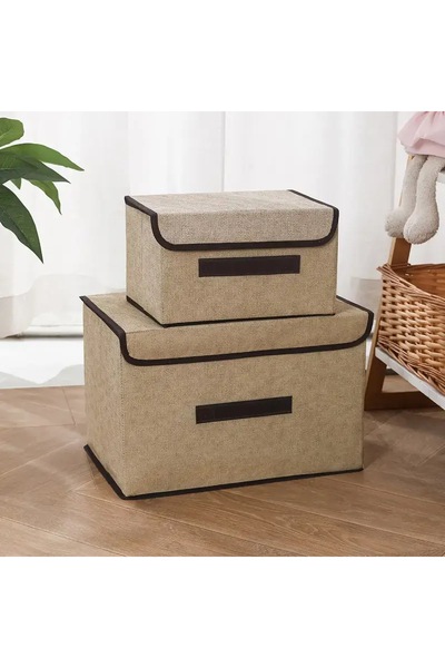 Thirty Three Design Set of 2 universal storage boxes, foldable, lid and handl...