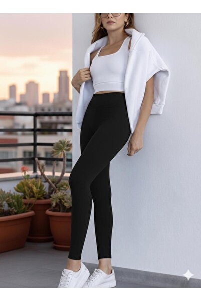 Livik Γυναικείο μαύρο κολάν με εξαιρετικά ψηλή μέση και στριφτή ύφανση