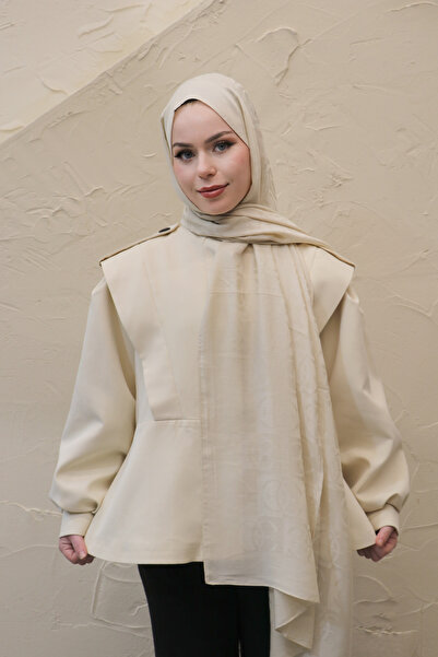 efdal şal eşarp Monogram Pattern Naia Cotton Shawl