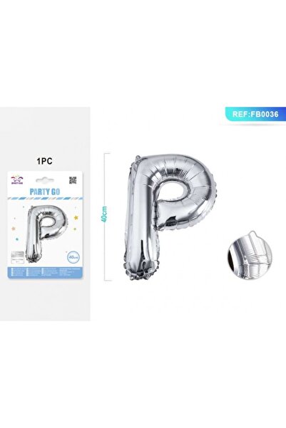 MC Micostore Balon din folie PartyGo litera P, 40cm, argintiu, 405207 / FB0036