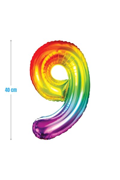 MC Micostore PartyGo birthday balloons number 9, 40cm, rainbow, FB0828