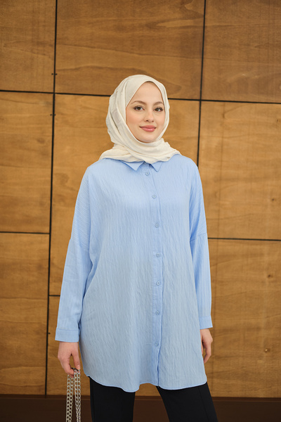 LOCCO Women's Self-Printed Mila Shirt Blue