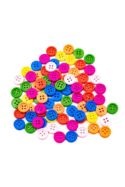 Colorarte Accesorii creatie - lemn - nasturi, 15mm, diverse culori, set 80 buc,