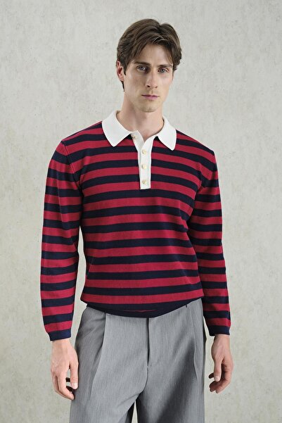 Hiccup Striped knitted sweater with polo collar GIESTO