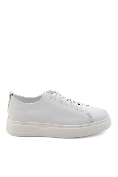 Bambi Beyaz Hakiki Deri Erkek Sneaker E01593202503