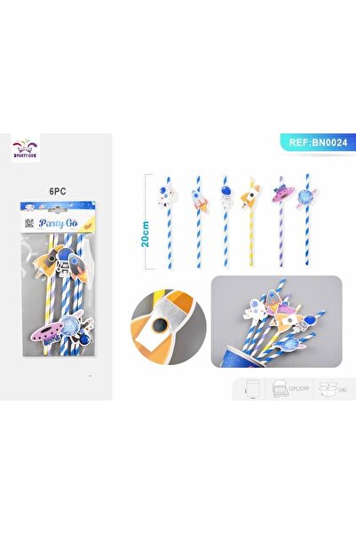 MC Micostore PartyGo drinking straws, 20cm, space print, BN0024, set of 6 pieces