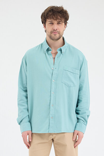 Cosplay Erkek Bambu Şamre Relax Fit Rahat Kesim Tek Cepli Uzun Kol Gömlek