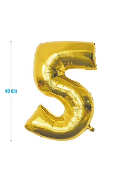 MC Micostore Baloane aniversare PartyGo cifra 5, 40cm, auriu, FB0016