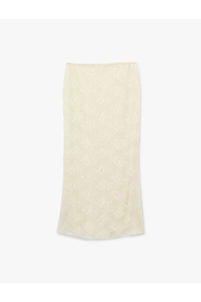 Koton Slit A-Line Lace Midi Skirt