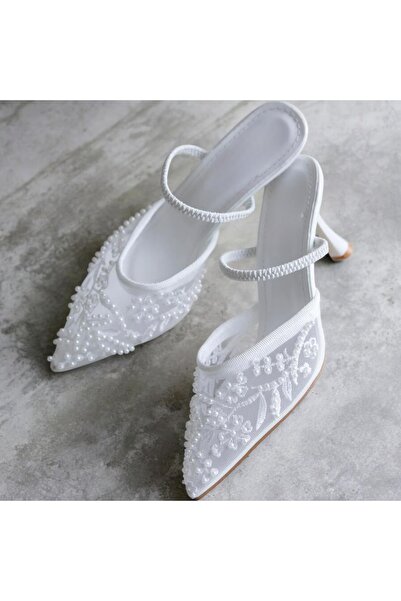 runa shoes File Tulle Detailed Embroidered Heeled Evening Dress Shoes