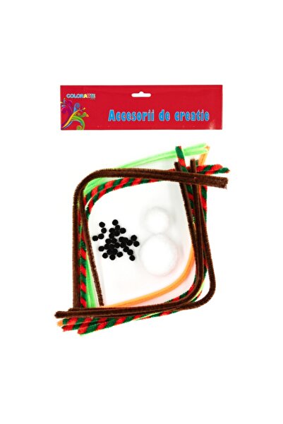 Colorarte Accesorii creatie - om de zapada din sarma plusata, cu Pom Pom, Col...