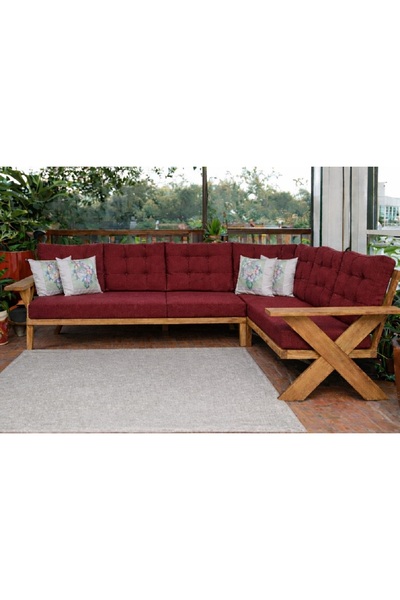 zerkaconcept Berlin Masif Ahşap Bahçe Balkon Köşe Koltuk Takımı Kestane Ağacı...